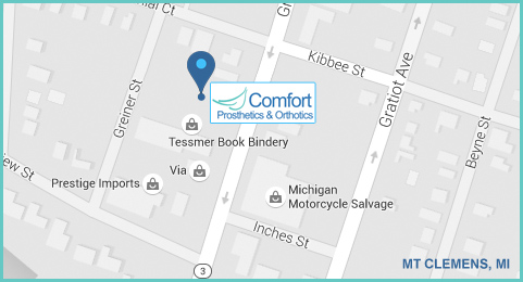 Map - Comfort Prosthetics Orthotics - Mt Clemens, MI